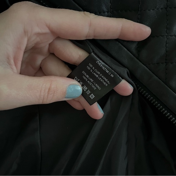 Classic Black Quilted Short Leather Jacket Moto Buttery Lambskin Leather Coat - Picture 7 of 14